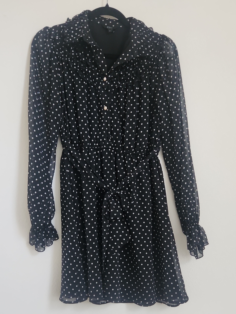 River Island Black Polka Dot Collar Mini Dress